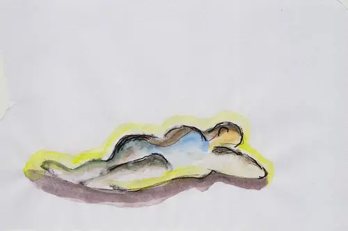 Oeuvre-sur-papier-contemporaine-femme-allongée-Olivia-Appelius