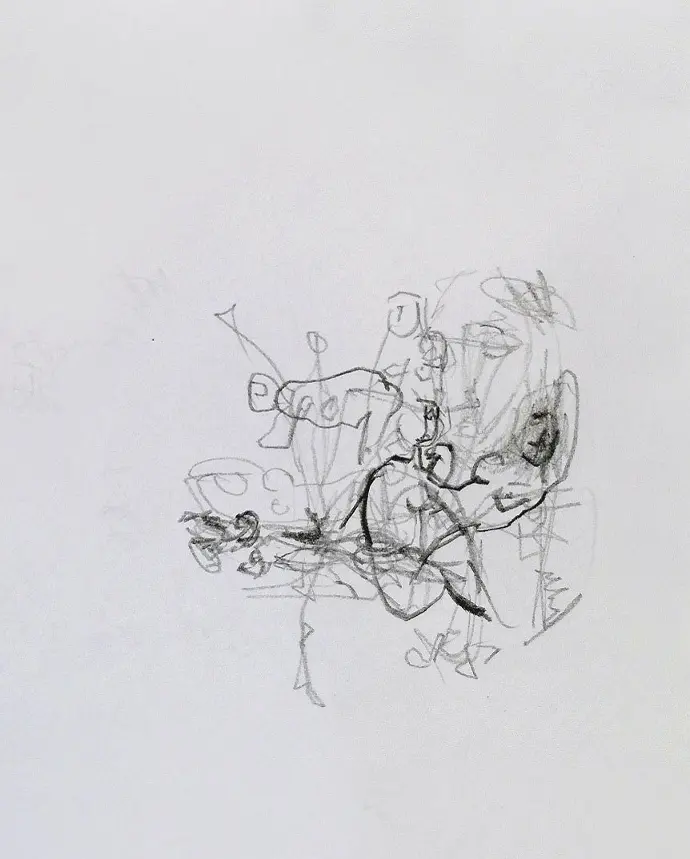 Nu, dessin automatique contemporain abstrait#3