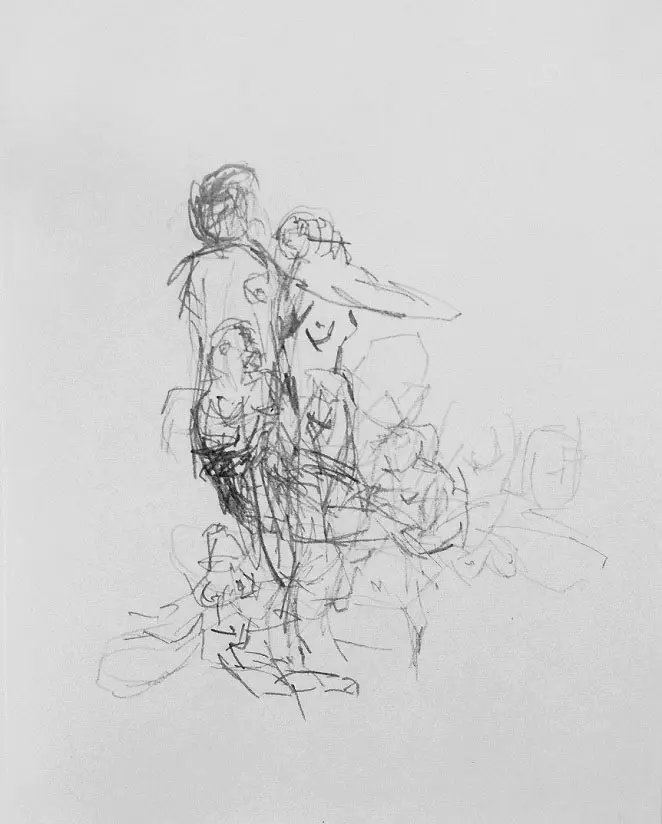 Nu, dessin automatique contemporain abstrait#4
