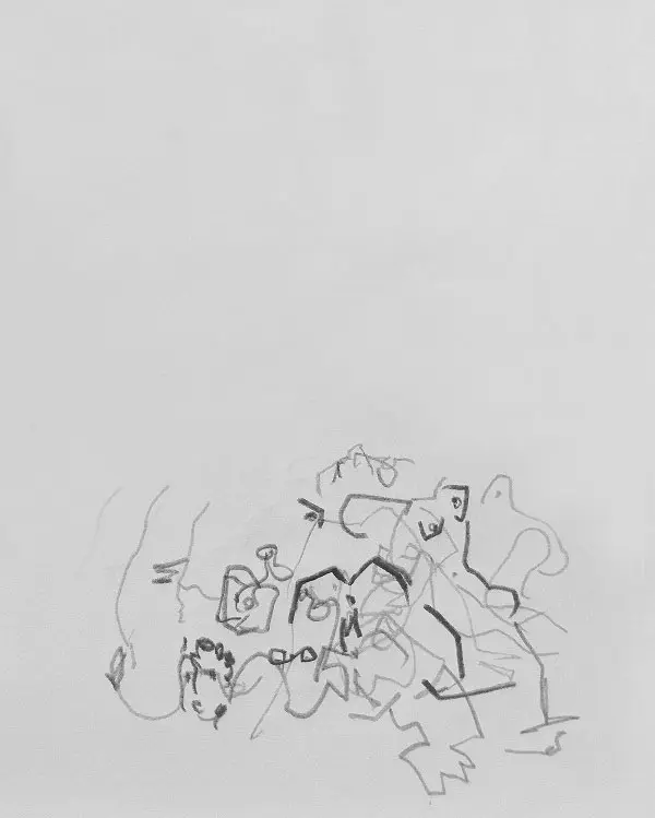 Nu, dessin automatique contemporain abstrait#2