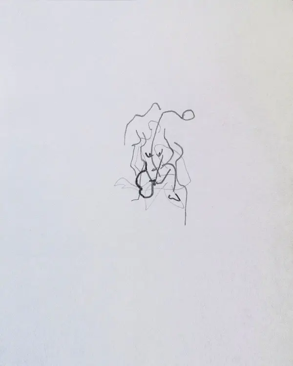 Nu, dessin automatique contemporain abstrait#1