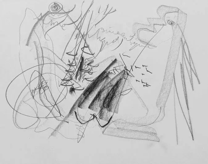 Nu, dessin automatique contemporain abstrait érotique#7